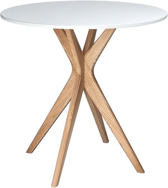 Ragaba runder Esstisch, MDF & Massives Eschenholz, Weiß, Ø 70 cm