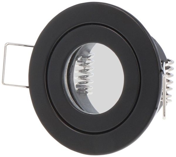 LED Line IP44 Einbaustrahler Set GU4 MR11 Leuchte Spot Einbaurahmen Wasserdicht Lampe Rund Schwarz aus Aluminium mit GU5.3 Fassung keine Leuchtmittel