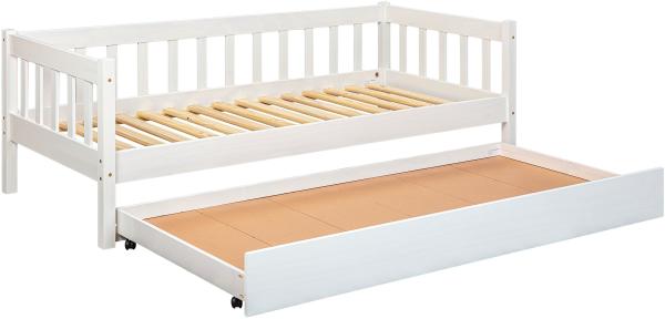 Sofabett Einzelbett SINTRO 90 x 200 cm Kiefer Massivholz weiß lackiert Bild 4