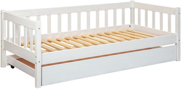 Sofabett Einzelbett SINTRO 90 x 200 cm Kiefer Massivholz weiß lackiert Bild 5