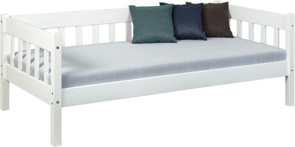 Sofabett Einzelbett SINTRO 90 x 200 cm Kiefer Massivholz weiß lackiert Bild 3