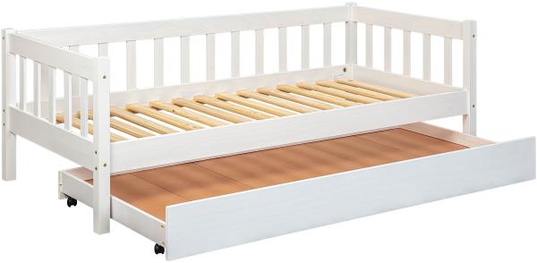 Sofabett Einzelbett SINTRO 90 x 200 cm Kiefer Massivholz weiß lackiert Bild 6