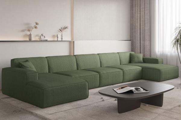 Wohnlandschaft Sofa U-Form CELES PREMIUM XL in Stoff Scala Forest