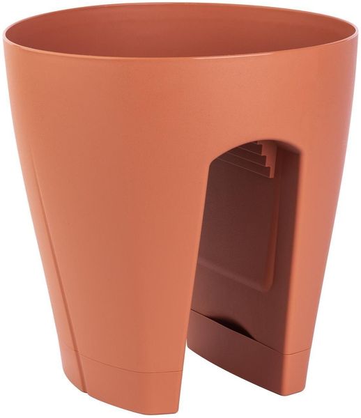 Engelland Blumentopf Geländertopf mit Wasserauffangschalen (Vorteils-Set, 1 St, Fassungsvermögen 9 Liter je Topf), UV-beständig, wetterfest, frostbeständig, ideal für Geländer/Zäune