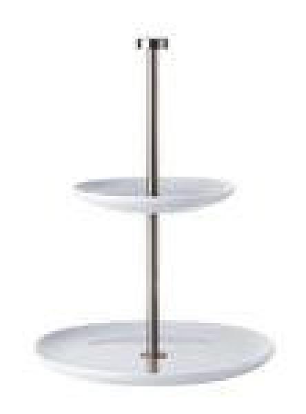 ASA Selection Grande Etagere Flach, 2 stufig, Keramik / Edelstahl, Weiß, H 25 cm, 92152146