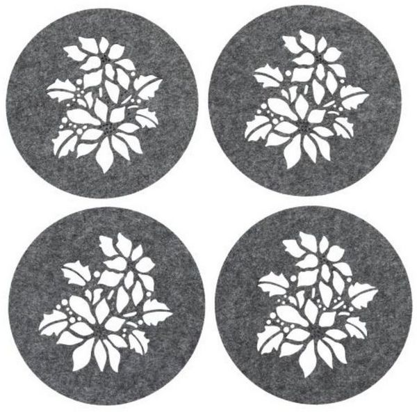 HTI-Living Platzset Platzset 4-teilig Filz mit Blumendruck, (Set, 4-St, 4 Stück Platzdecken), Platzdeckchen