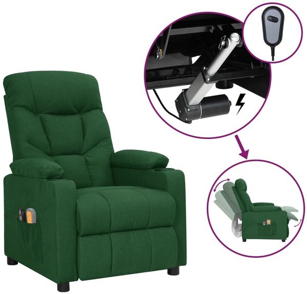 vidaXL Elektrischer Massagesessel Dunkelgrün Stoff 3098833
