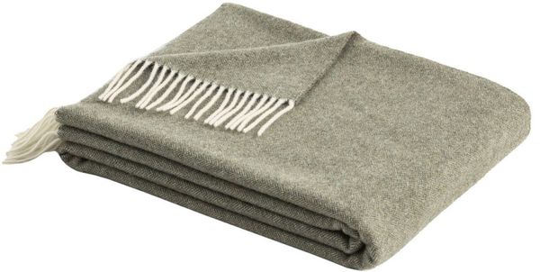 Bugatti Wohndecke Plaid Cashmere Merinowolle 3090-700 grün 150x200