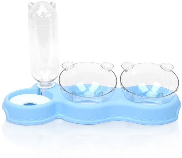 OSTWOLKE Futternapf Katzennapf 15° Kippbare Fressnapf 3 in 1 Katzen Napfset Futterstation, Kunststoff, für Katzen und Kleine Hunde
