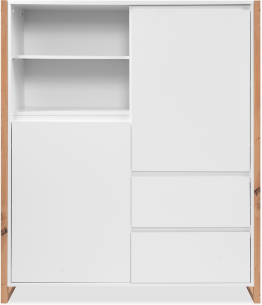 Finori Denver 51 Highboard, weiß / Dekor Artisan Oak | Maße: B x H x T ca. 120 x 139 x 40 cm