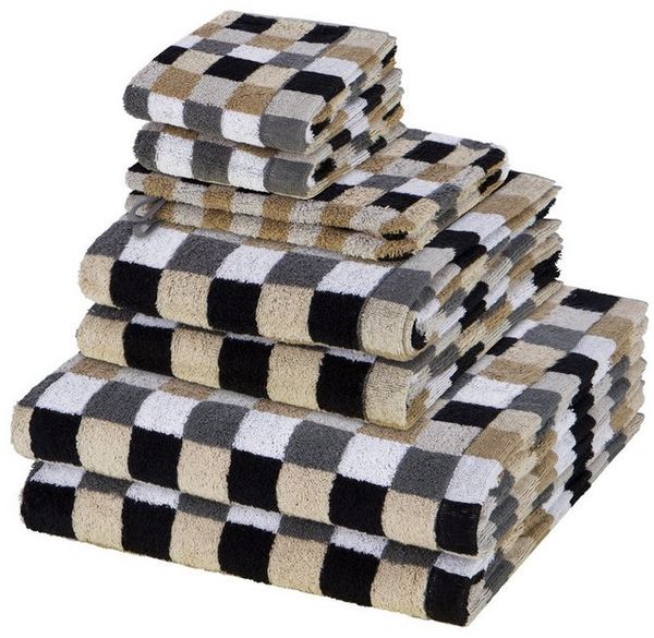 Cawö Lifestyle 8 tlg. Frottier-Set - 2 X Handtuch (50 X 100cm), 2 X Duschtuch (70 X 140cm), 2 X Gästetuch (30 X 50cm), 2 X Waschhandschuh (16 X 22cm) - 512 g/m2 - Kiesel
