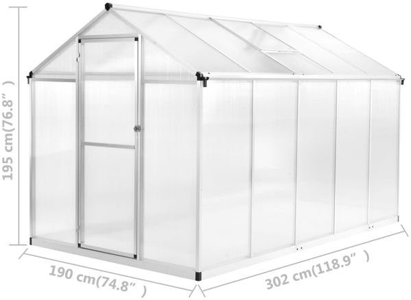 vidaXL Gewächshaus Aluminium 302x190x195 cm 11,19 m³ 45215 Bild 12