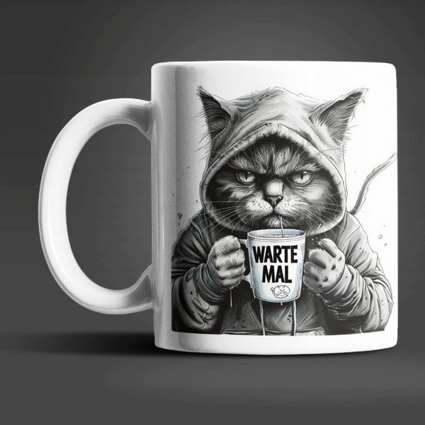 WS-Trend Tasse Katze im Hoodie witzige Keramik Kaffeetasse Teetasse, Keramik