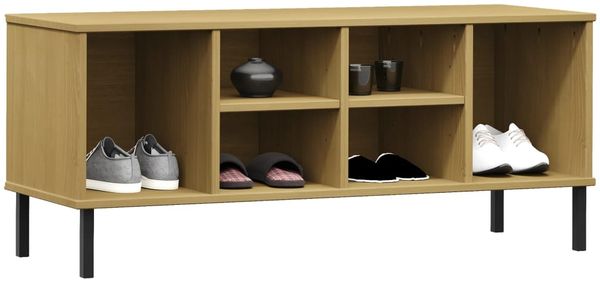 vidaXL Schuhregal OSLO mit Metallbeinen Braun 106x35x45 cm Massivholz 350994 Bild 3