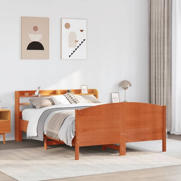 vidaXL Massivholzbett ohne Matratze Wachsbraun 160x200 Kiefernholz 3306962