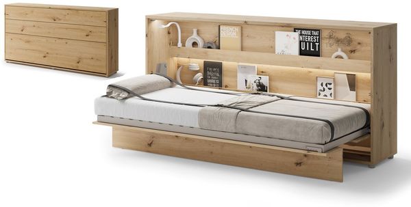 Compleo Schrankbett Horizontal Wandklappbett Lenart Bed Concept Schrankklappbett (mit LED)
