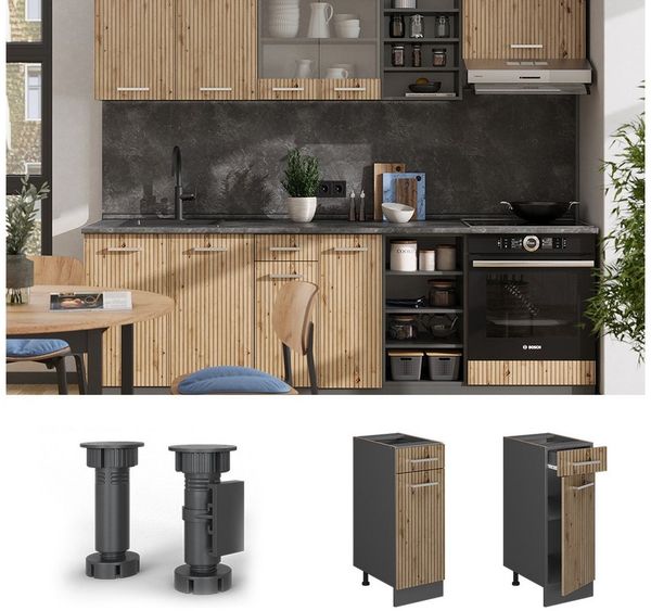 Küchenunterschrank R-Line Artisan-Eiche 30 cm ohne Arbeitsplatte Vicco Bild 2