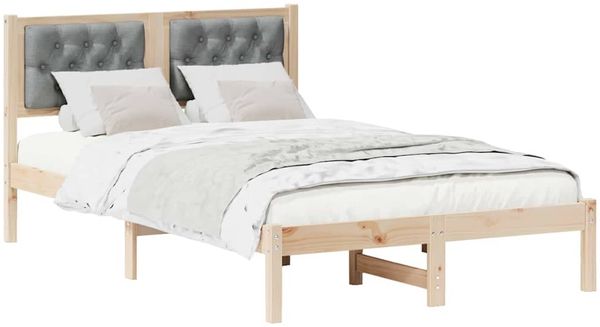 vidaXL Bettrahmen Hellgrau 135 x 190 cm Massives Kiefernholz 878199 Bild 3
