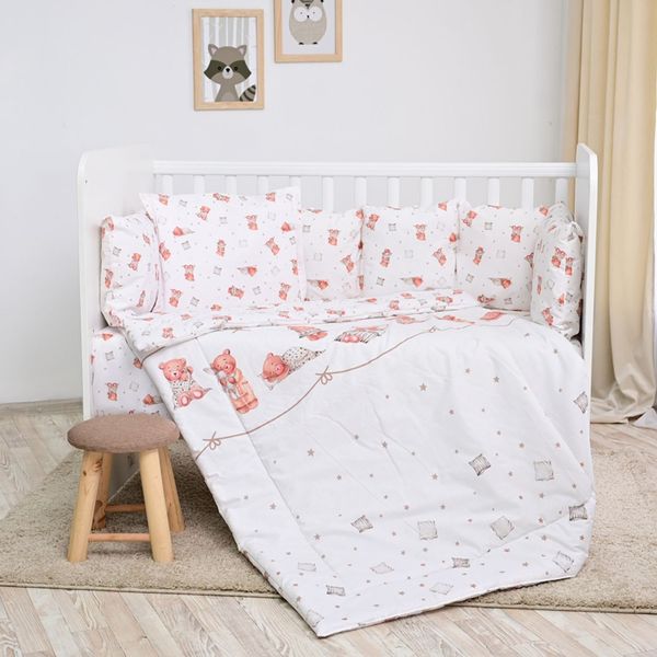 Lorelli Babybettwäsche-Set 5-tlg. Decke 140x95 cm Kissen 43x35 cm Nestchen beige/bär