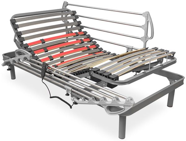 Homey Flexipro Elektrobett mit 5 Ebenen und verstärkter Struktur + ausziehbares Geländer-Set - ergonomisch, zuverlässig und leise, Deutscher Motor, 105x200 cm