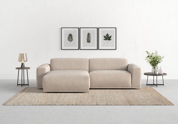 TRENDMANUFAKTUR Ecksofa Braga, mit hochwertigem Kaltschaum, L-Form, in Cord erhältlich, 2 Teile, modernes Sofa, Couch mit hohem Sitzkomfort, 255/72/160 cm (B/H/T)