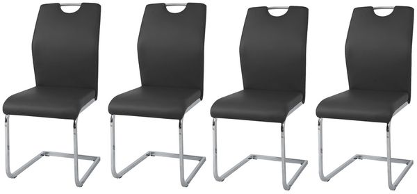 HTI-Line Freischwinger Schwingstuhl 4er-Set Nelly Schwarz (Set, 4 St), Freischwinger Esszimmerstuhl Kunstlederbezug Kufengestell aus Metall