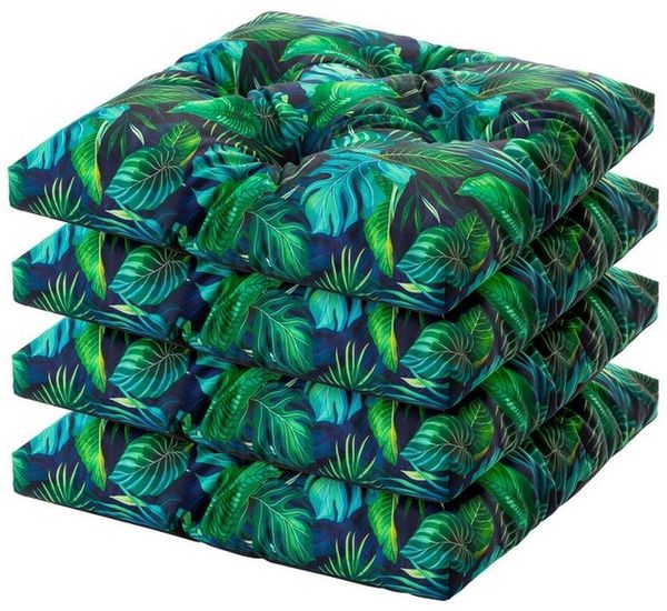 Hobbygarden Stuhlkissen Sitzkissen 45x45cm wasserdichtes Stuhlkissen für Gartenstühle Sessel, 6 cm Polsterung, wetterfest, Outdoor & Indoor geeignet