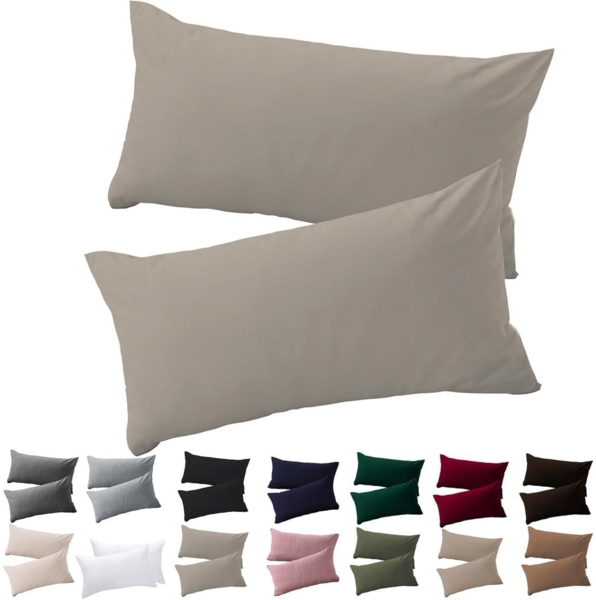 Kissenbezug 40x80 2er Set Mikrofaser Natur Reißverschluss Bügelfrei