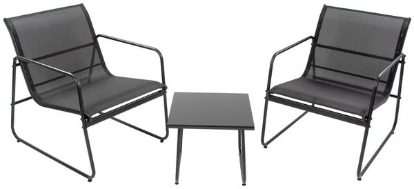 Bellavista Mali Balkonmöbel Set, Stahl, schwarz, für 2 Personen
