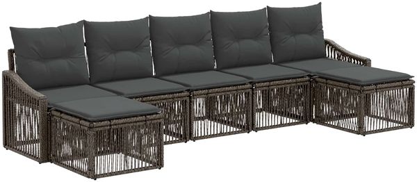 vidaXL Gartensofa-set 7 pcs Grau Poly-Rattan 3436091