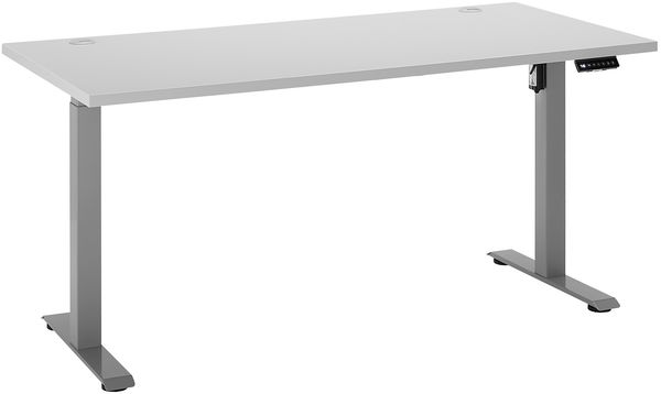 Schreibtisch >Pronto< höhenverstellbar, Lichtgrau / Grau - 160x75/118x77 (BxHxT)