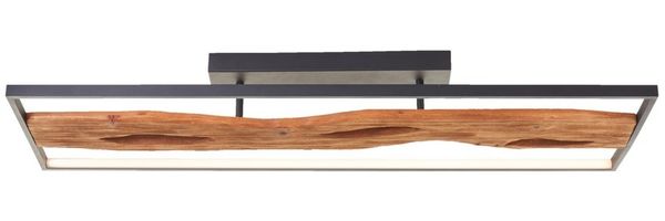 Lightbox Deckenleuchte, LED fest integriert, Warmweiß, LED Deckenlampe, 100x14x30 cm, 6600 lm 3000 K, Metall/Holz/Kunststoff