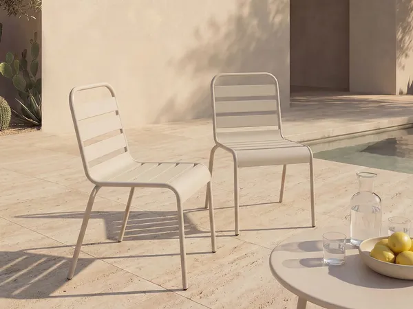 Vente-unique - MIRMANDE Garden dining set Metall Beige - B 59 cm x H 79 cm x L 47,5 cm