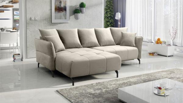 Ecksofa Schlafsofa Sofa SADIE Stoff Element Hellbeige Ottomane Links