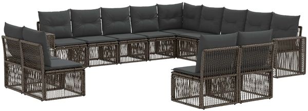 vidaXL Gartensofa-set 13 pcs Grau und Dunkelgrau Poly-Rattan 3435287