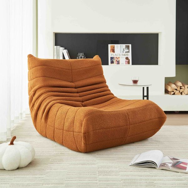 Loungesofa aus Teddy-Vlies mit hochdichter Schaumstoff-Polsterung, ergonomisch, 105x90x72 cm, Orange