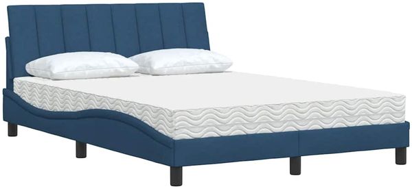 vidaXL Bett mit Matratze "Hanko" Blau 140x200 cm Stoff 3310537 Bild 4