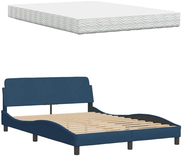 vidaXL Bett mit Matratze "Hanko" Blau 140x200 cm Stoff 3310537 Bild 8