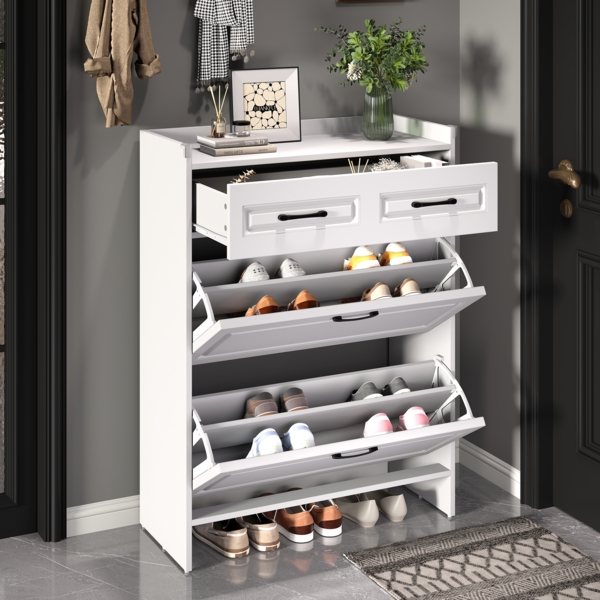 Merax Schuhschrank Schuhregal, mit 4 Fächern und 1 Schublade, Startseite Möbel Schränke Schuhschränke Schuhhochschränke, weiß