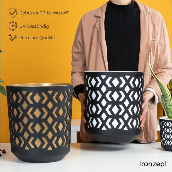 KONZEPT Blumentopf 30 cm Durchmesser, großer - 12 Liter, Übertopf für Zimmerpflanzen (1 St), ideal für Wohnzimmer, Küche und Balkon