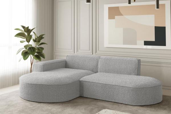 Ecksofa Designersofa PALMA XS in Stoff Ascot Toffee Ottomane Links