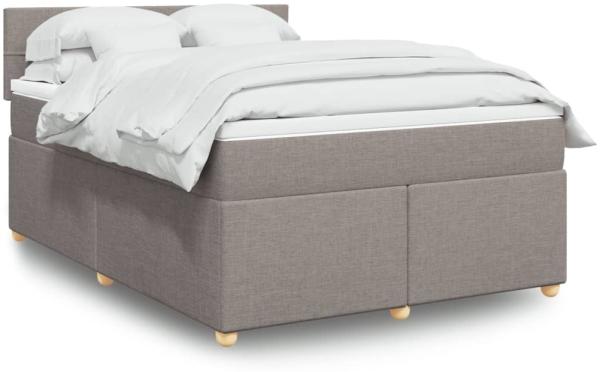 vidaXL Boxspringbett mit Matratze Taupe 140x200 cm Stoff 3286707