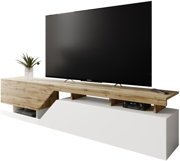 TV-Lowboard Nesezi 200 (Farbe: Weiß / Wotan)