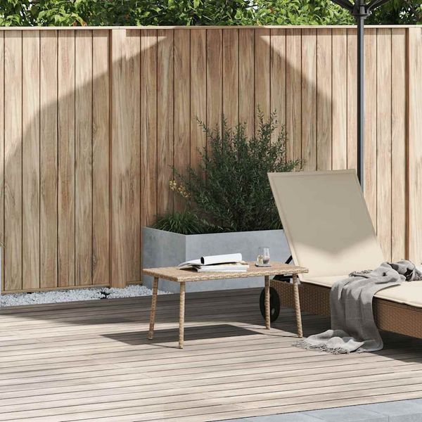 vidaXL Garten-Couchtisch Rechteckig Beige 80x40x37 cm Poly Rattan 4104058