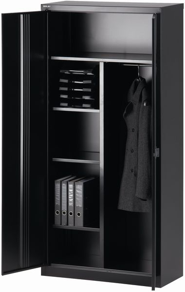 Bisley 'Universal' Flügeltürenschrank, Kardinalrot / Lichtgrau, 195 x 40 x 60 cm, Garderobeneinsatz Bild 4