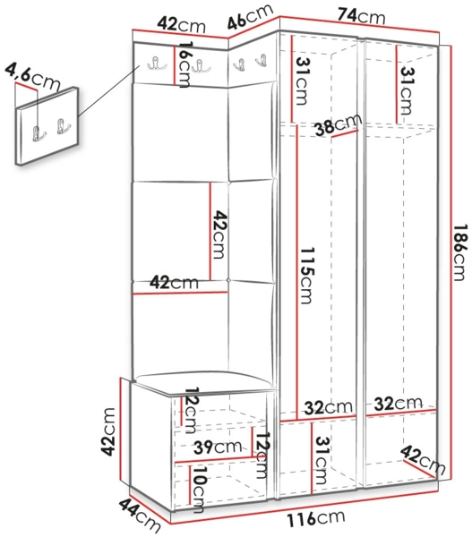 Garderoben-Set Rotuni XXIII (Farbe: Schwarz, Manila 11) Bild 6