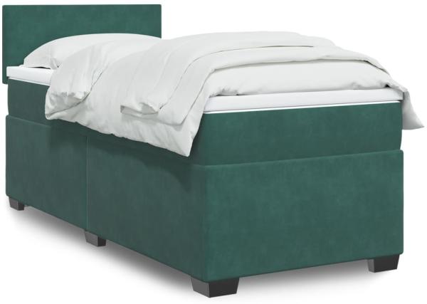 vidaXL Boxspringbett mit Matratze Dunkelgrün 90x190 cm Samt 3288483