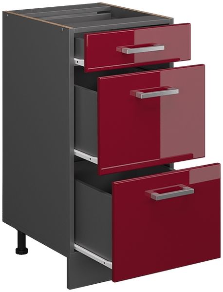 Küchenunterschrank R-Line Rot Hochglanz 40 cm AP Marmor Vicco Bild 4