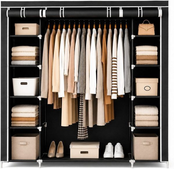 Best for Home Kleiderschrank Stoffe Schränke with Kleider Stab XXL faltbare Schränke mit zipper