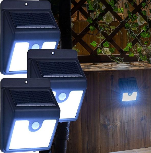 Casativo LED Solarleuchte LED-Solar-Wandstrahler mit Bewegungssensor, IP44 Aussenleuchte, 4 SMD-LEDs mit jeweils 0,2 W, insgesamt 50 Lumen